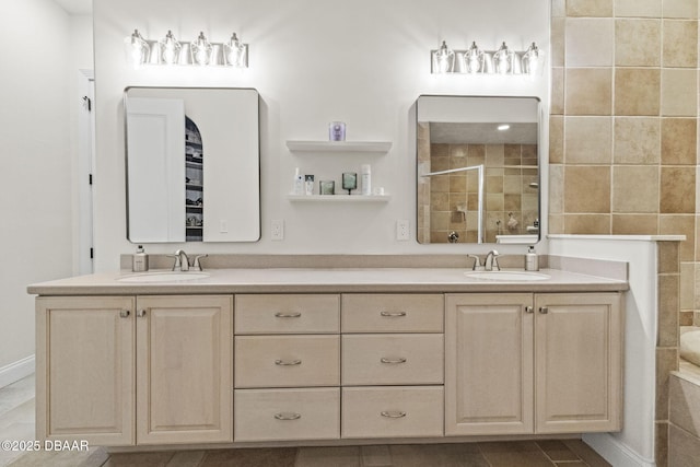 1207 Kaleen Dr, Ormond Beach, FL 32174 - full bathroom with double vanity and a tile shower