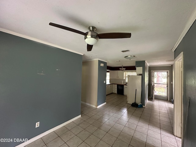 424 Stone Island Rd, Deltona, FL 32725 - interior space with ornamental molding, a textured ceiling, light tile patterned floors, and ceiling fan