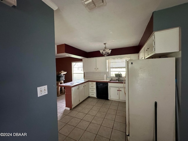 424 Stone Island Rd, Deltona, FL 32725 - kitchen with sink, kitchen peninsula, white cabinets, white fridge, and dishwasher