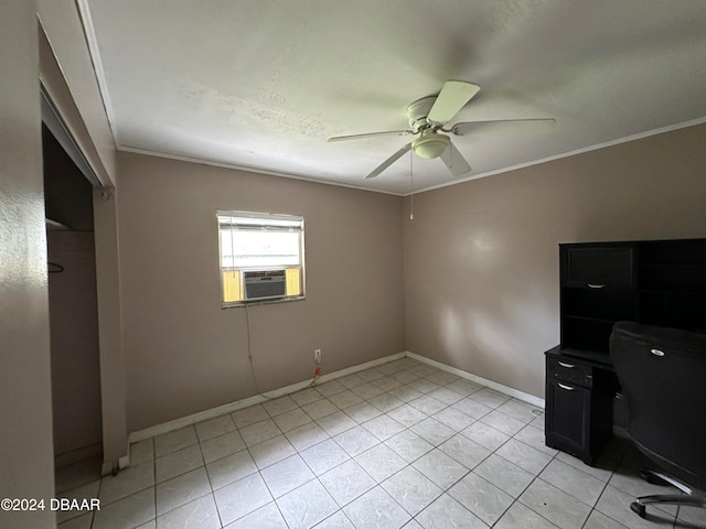 424 Stone Island Rd, Deltona, FL 32725 - unfurnished office featuring cooling unit, light tile patterned floors, ceiling fan, and crown molding