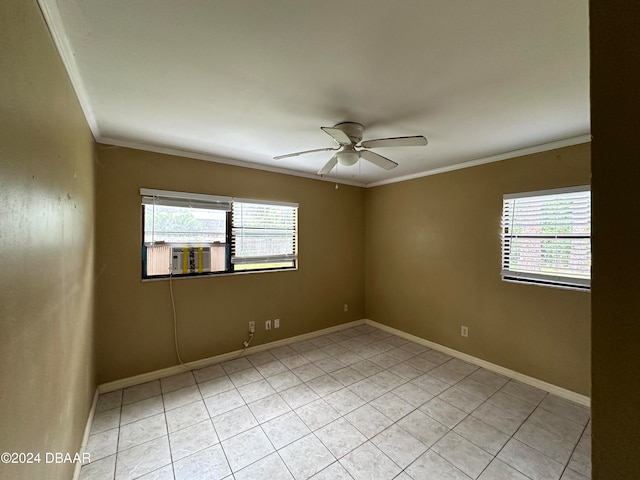 424 Stone Island Rd, Deltona, FL 32725 - empty room featuring ceiling fan, plenty of natural light, and ornamental molding