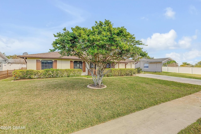 ranch-style house featuring a front yard