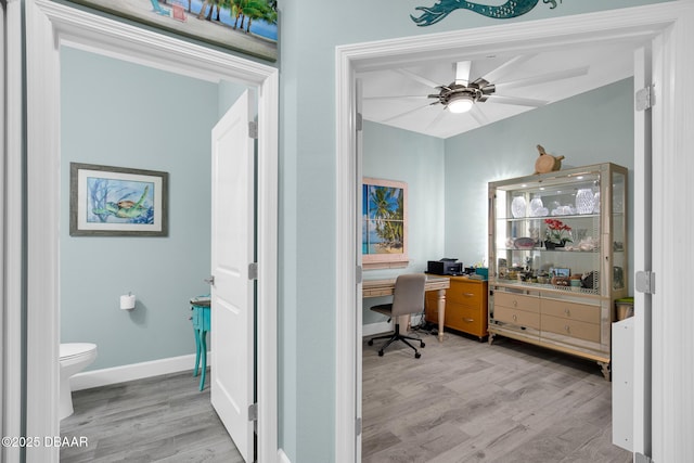 308 Low Tide Ln, Daytona Beach, FL 32124 - office area featuring light wood finished floors and a ceiling fan