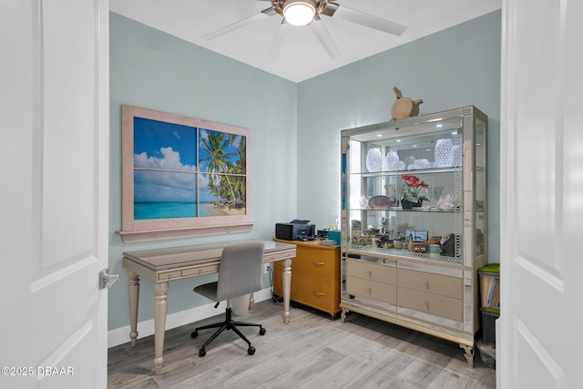 308 Low Tide Ln, Daytona Beach, FL 32124 - office area featuring light wood finished floors and ceiling fan