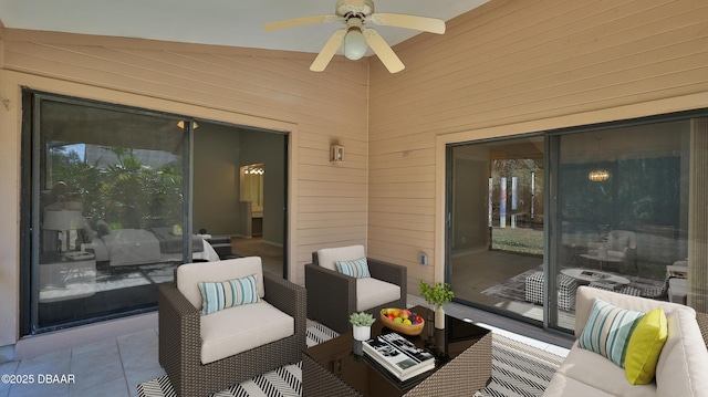 view of patio / terrace featuring ceiling fan