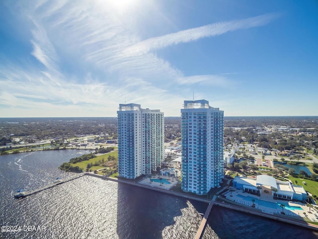 city view with a water view