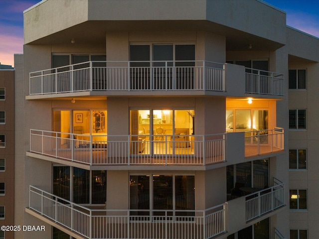view of property at dusk