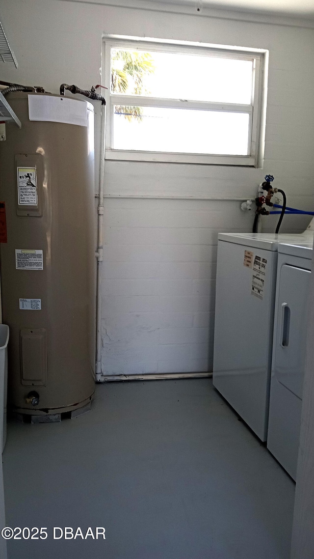 59 Margaret Rd, Ormond Beach, FL 32176 - clothes washing area featuring laundry area, independent washer and dryer, and water heater