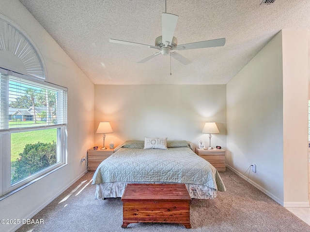 900 Smokerise Blvd, Port Orange, FL 32127 - bedroom featuring multiple windows, a textured ceiling, carpet floors, and baseboards