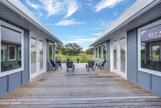 wooden deck with french doors