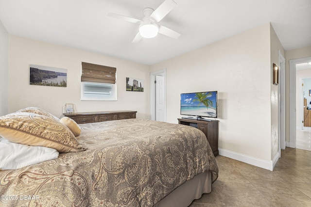 bedroom featuring ceiling fan