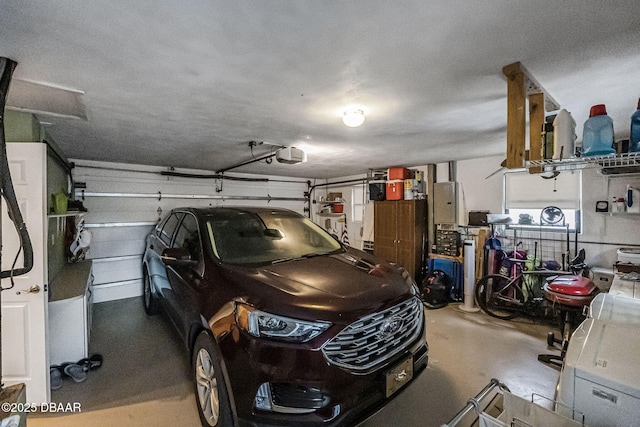 garage with a garage door opener