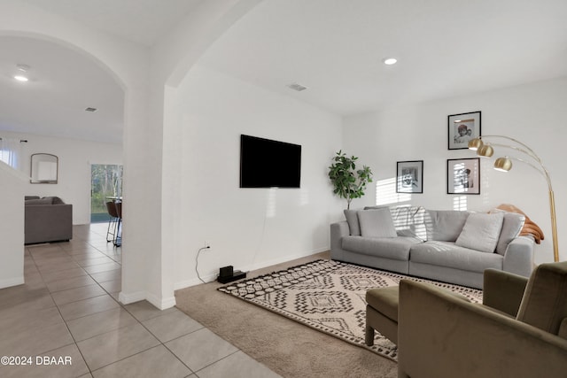 view of tiled living room