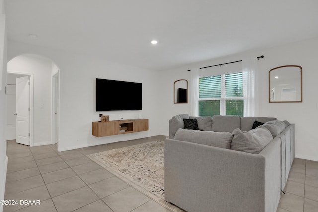 view of tiled living room