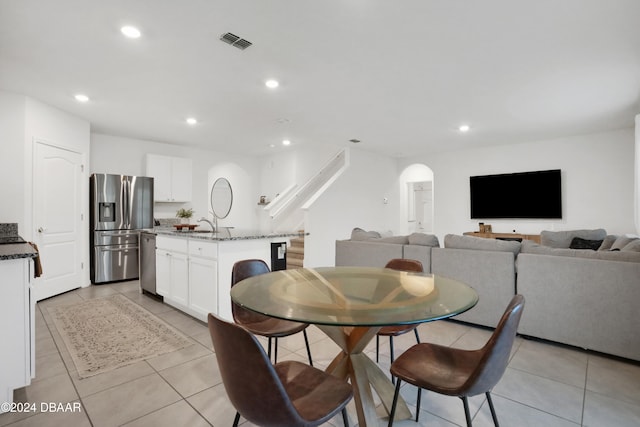 dining room with light tile patterned floors