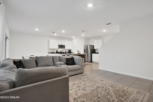 view of tiled living room