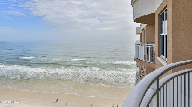 view of water feature featuring a beach view