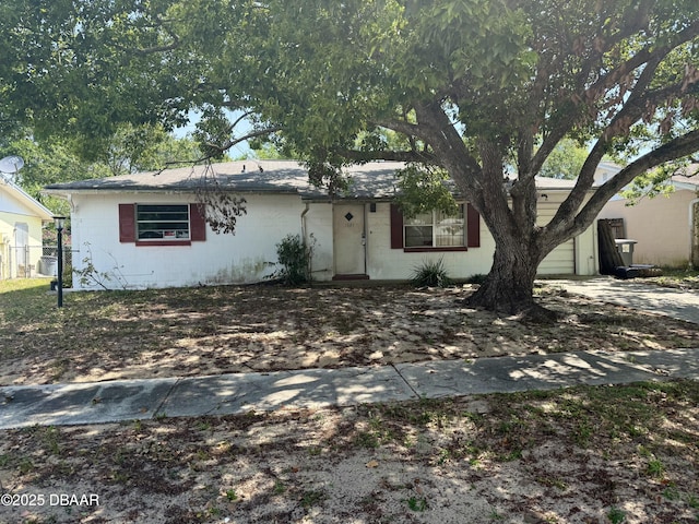 view of front of property with concrete block siding
