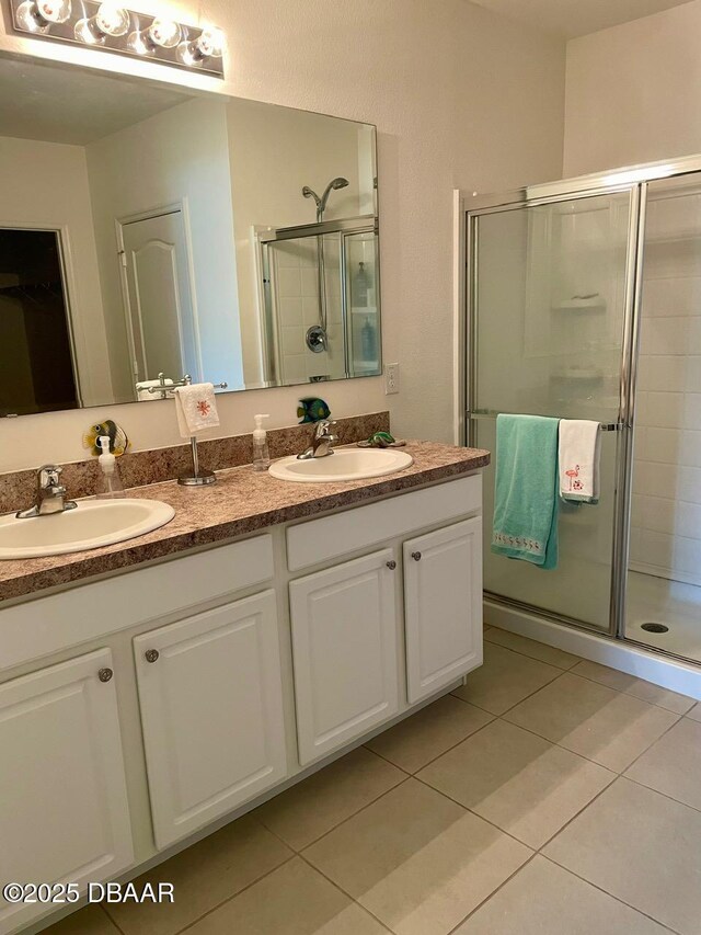 119 Fishermans Cove Dr, Edgewater, FL 32141 - full bath with a shower stall, tile patterned flooring, and double vanity
