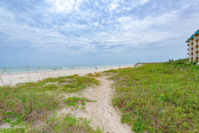 property view of water featuring a view of the beach