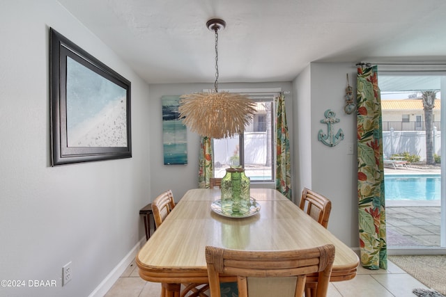 view of tiled dining room