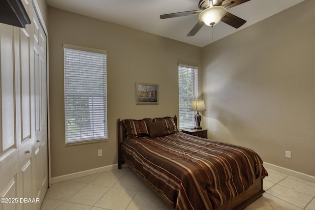 3 Indian Springs Dr, Ormond Beach, FL 32174 - bedroom featuring light tile patterned flooring and a ceiling fan