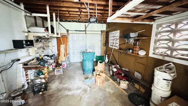 garage with a garage door opener