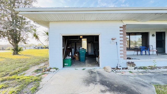 garage with driveway