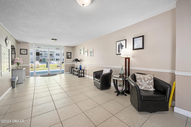 interior space featuring a textured ceiling