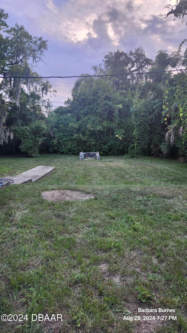 view of yard at dusk