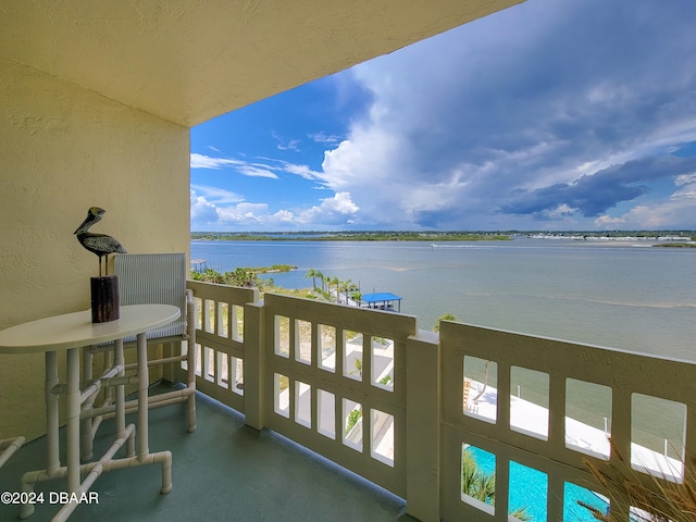 balcony with a water view