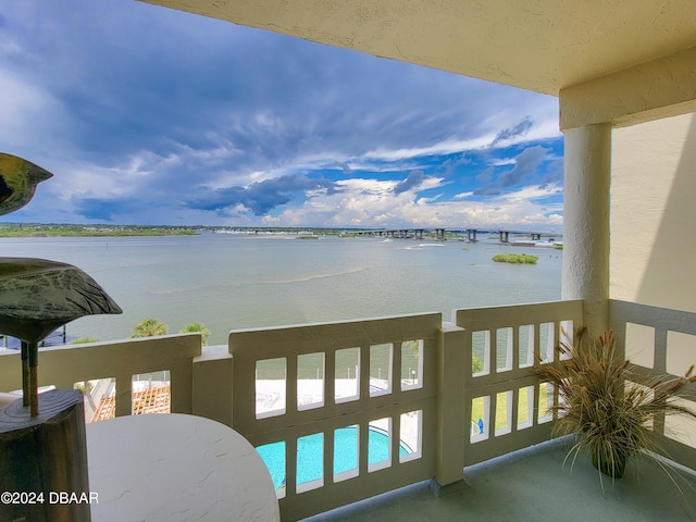 balcony with a water view