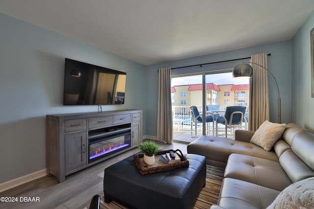 living room featuring light hardwood / wood-style flooring