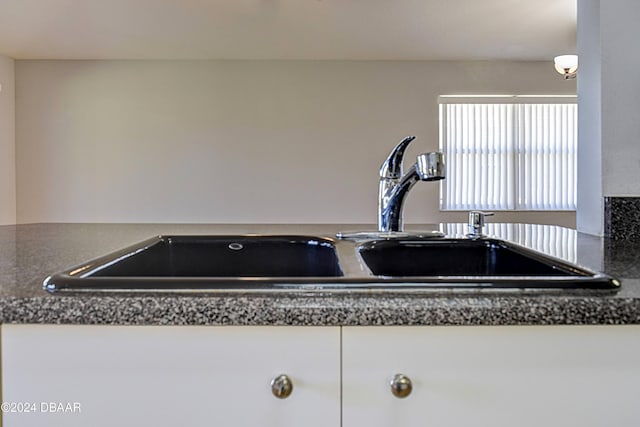 room details with white cabinetry and sink