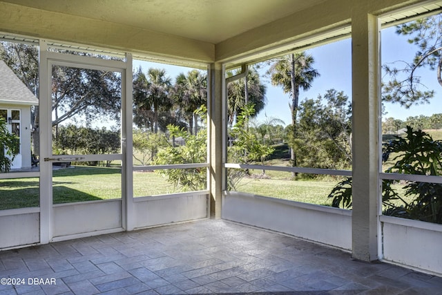 view of unfurnished sunroom