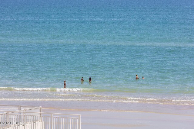 view of water feature featuring a beach view