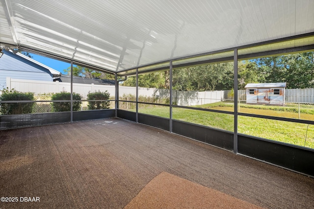 view of unfurnished sunroom