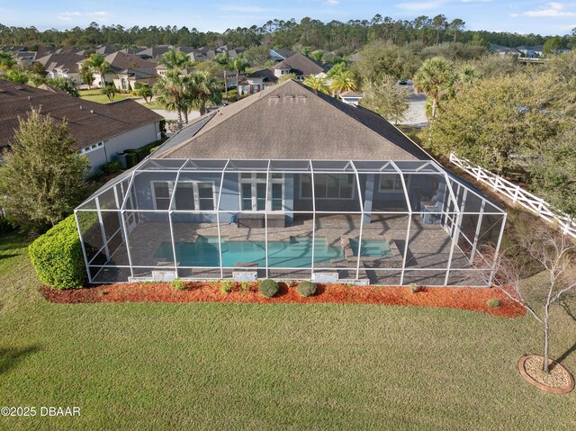 drone / aerial view with a residential view