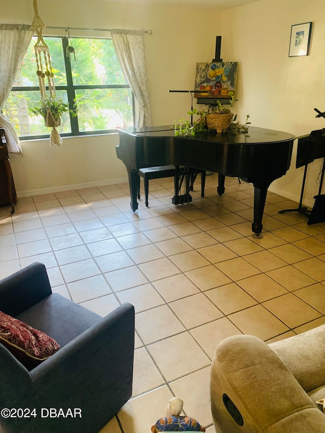 interior space featuring light tile patterned floors