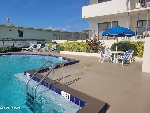 view of pool featuring a patio area