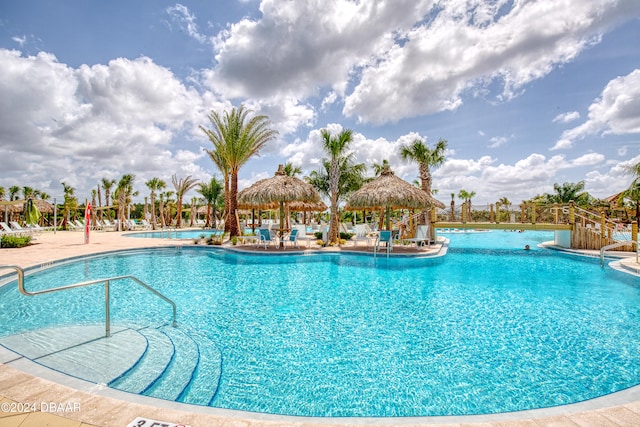 view of pool featuring a gazebo