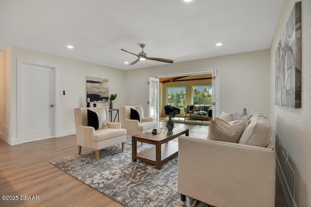 4 Sea Hawk Dr, Ormond Beach, FL 32176 - living room featuring wood finished floors, recessed lighting, and ceiling fan