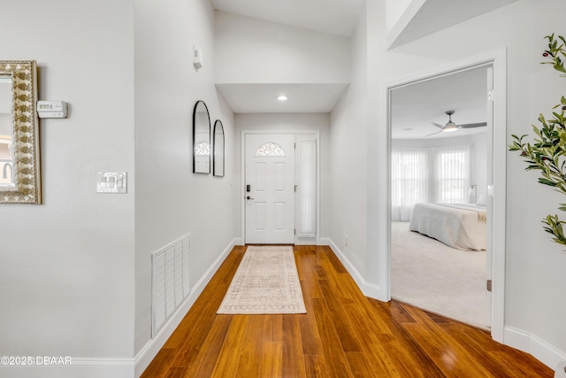 620 Middlebury Loop, New Smyrna Beach, FL 32168 - entrance foyer featuring wood finished floors, ceiling fan, and recessed lighting