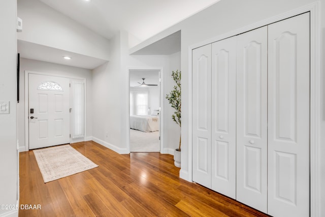 620 Middlebury Loop, New Smyrna Beach, FL 32168 - entryway with wood finished floors, recessed lighting, and ceiling fan