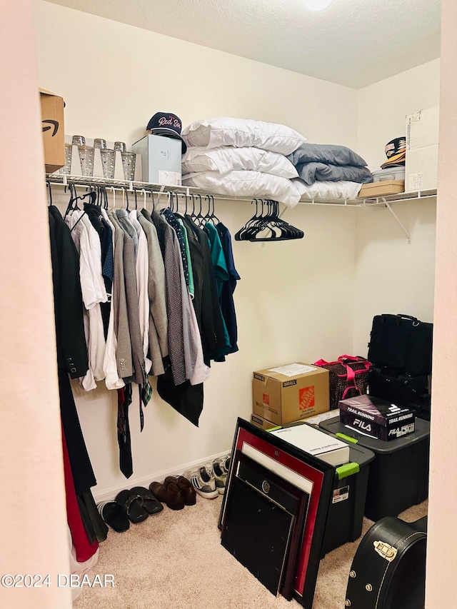 spacious closet with carpet flooring