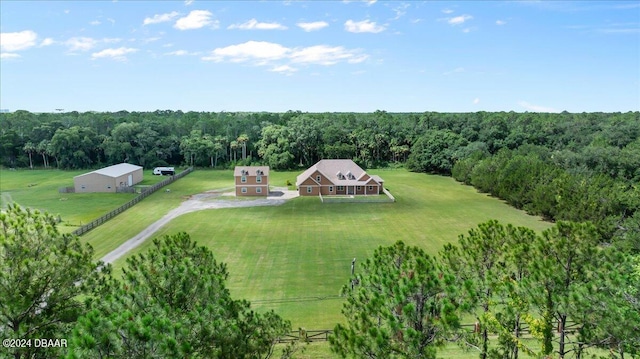 birds eye view of property featuring a rural view