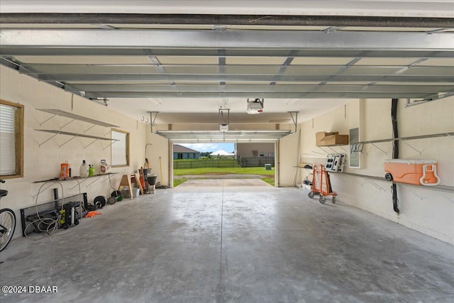 garage with a garage door opener