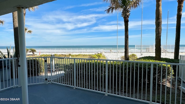 view of water feature with a view of the beach