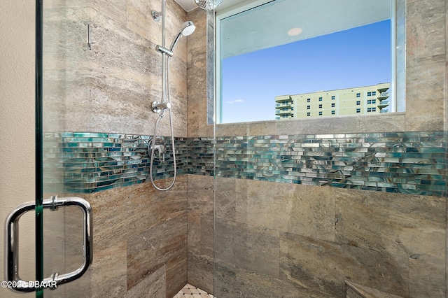 bathroom featuring walk in shower