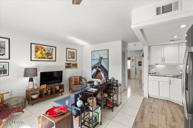 living room with light wood-type flooring